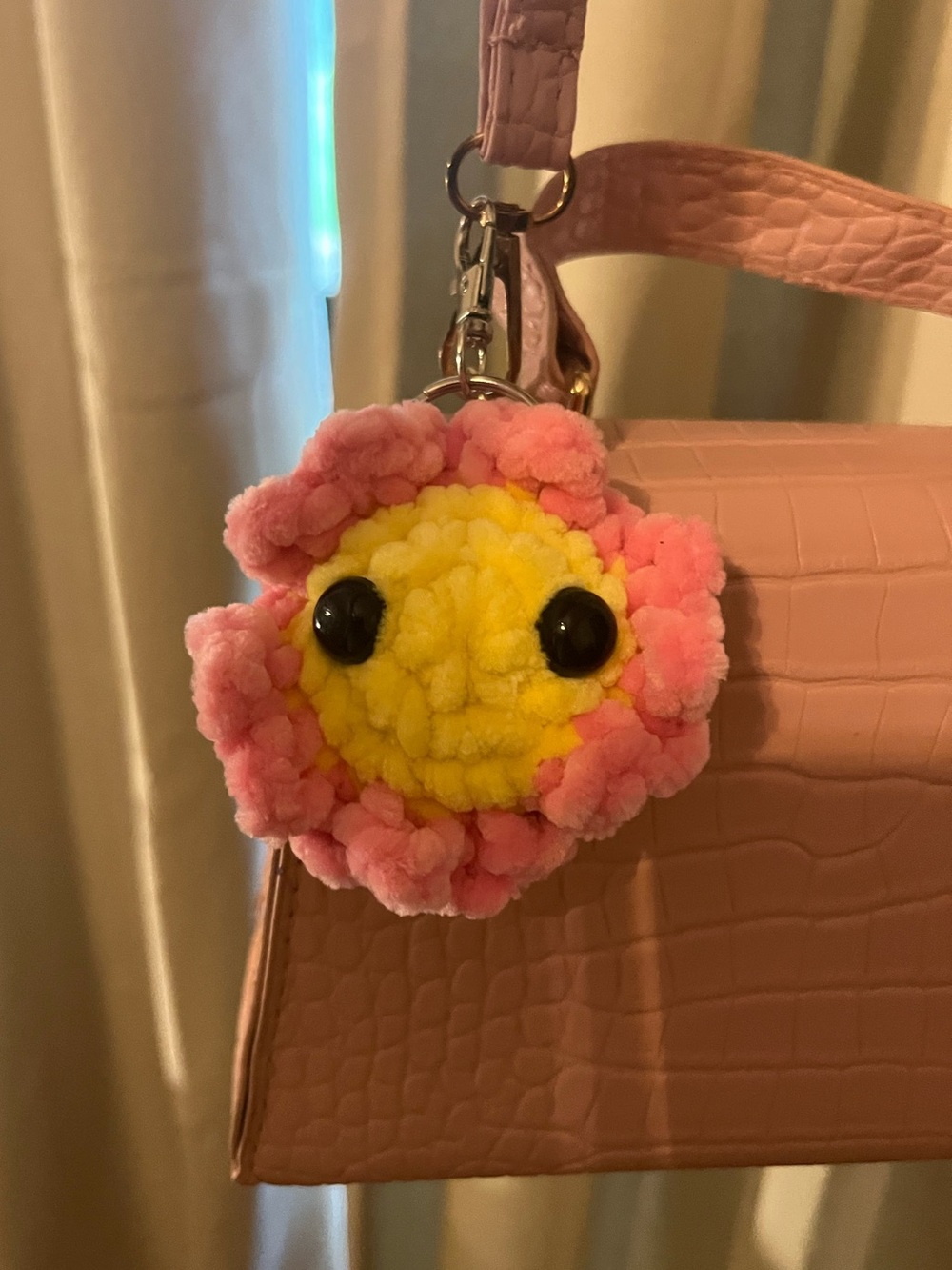 Handmade crocheted Flower buddy bag charm
